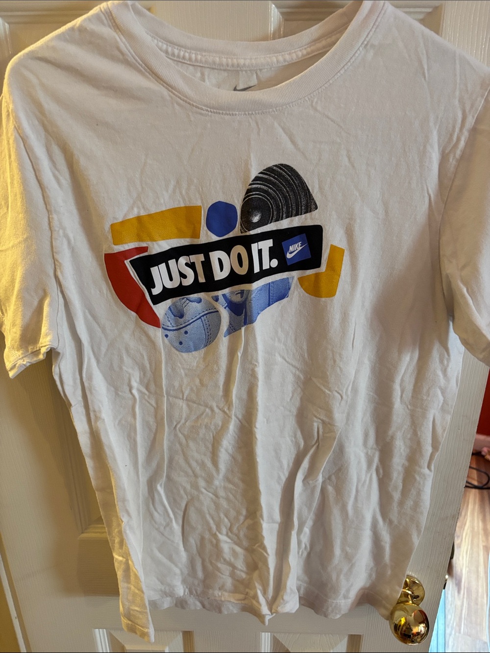 Adult Nike White 'Just Do It.' Graphic Tee with Multicolor Accents